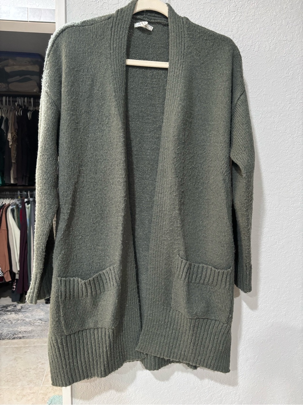 Maurices Olive Open-Front Pocket Cardigan